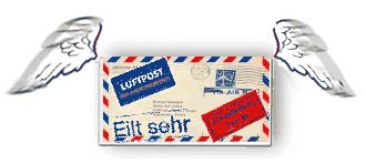 EXPRESS BRIEF AUSLAND DEUUSCHE POST DHL EILZUSTELLUNG PRIORITY LUFTPOST